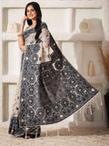 Cream Linen Cotton Saree With Blouse Piece