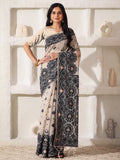 Cream Linen Cotton Saree With Blouse Piece