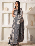Cream Linen Cotton Saree With Blouse Piece