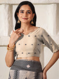 Cream Linen Cotton Saree With Blouse Piece