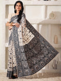 Cream Linen Cotton Saree With Blouse Piece