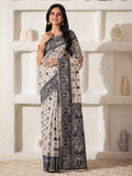 Cream Linen Cotton Saree With Blouse Piece
