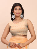 Orange Linen Cotton Saree With Blouse Piece