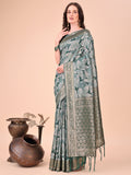 Green Cotton Saree With Blouse Piece