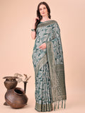 Green Cotton Saree With Blouse Piece