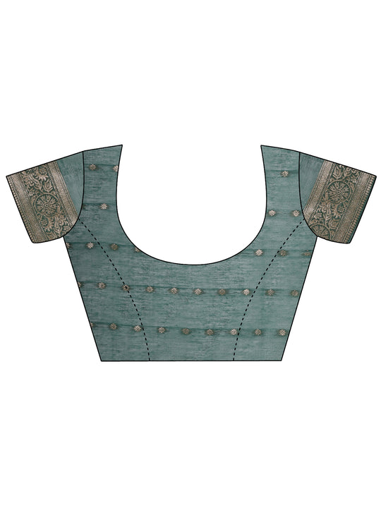 Green Cotton Saree With Blouse Piece