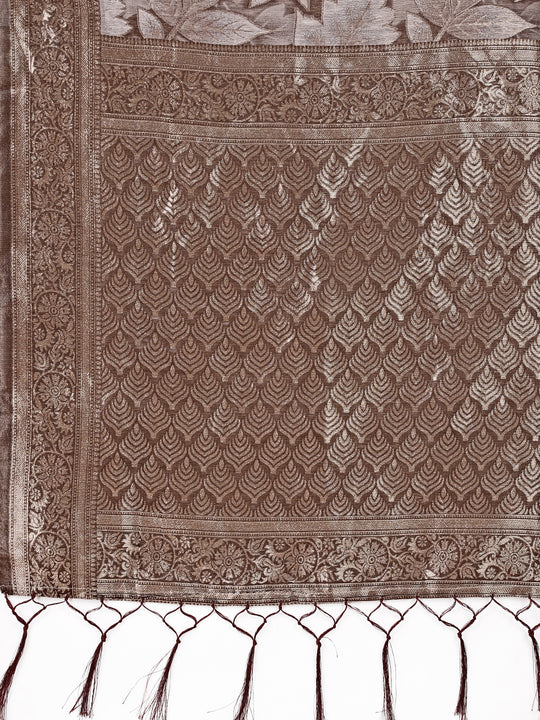 Brown Cotton Saree With Blouse Piece