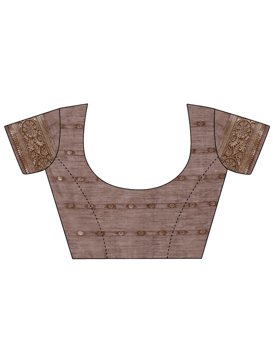 Brown Cotton Saree With Blouse Piece