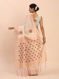 Off White Linen Cotton Saree With Blouse Piece