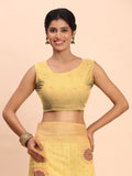 Yellow Linen Cotton Saree With Blouse Piece