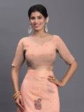 Peach Linen Cotton Saree With Blouse Piece