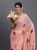 Light Pink Linen Cotton Saree With Blouse Piece
