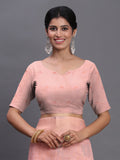 Light Pink Linen Cotton Saree With Blouse Piece