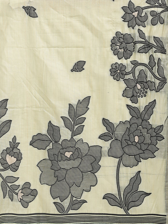 Light Green Linen Cotton Saree With Blouse Piece