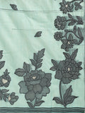 Rama Green Linen Cotton Saree With Blouse Piece