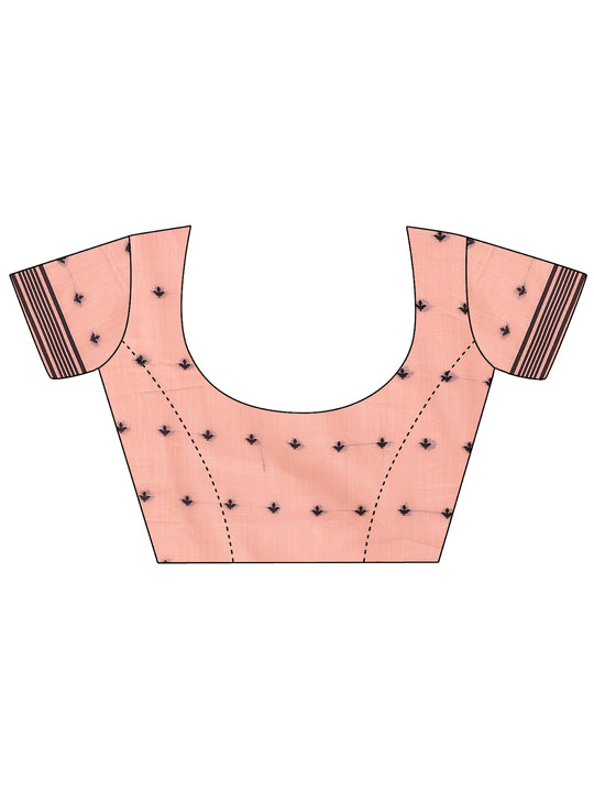 Orange Linen Cotton Saree With Blouse Piece