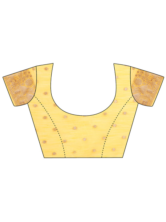 Yellow Linen Cotton Saree With Blouse Piece