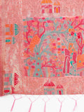 Pink Linen Cotton Saree With Blouse Piece