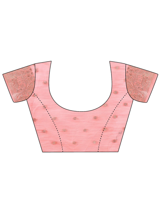 Pink Linen Cotton Saree With Blouse Piece