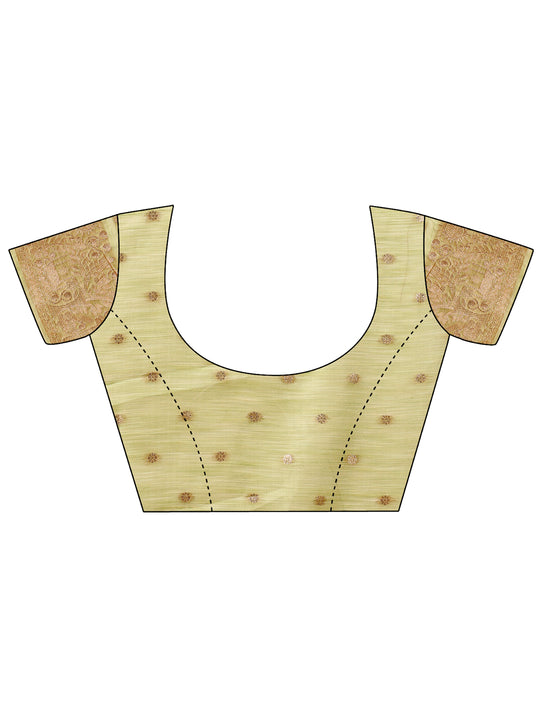 Light Green Linen Cotton Saree With Blouse Piece