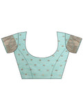 Sky Blue Linen Cotton Saree With Blouse Piece
