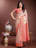 Brown Linen Cotton Saree With Blouse Piece