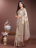 Pink Linen Cotton Saree With Blouse Piece