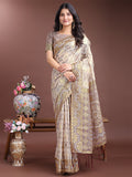 Pink Linen Cotton Saree With Blouse Piece