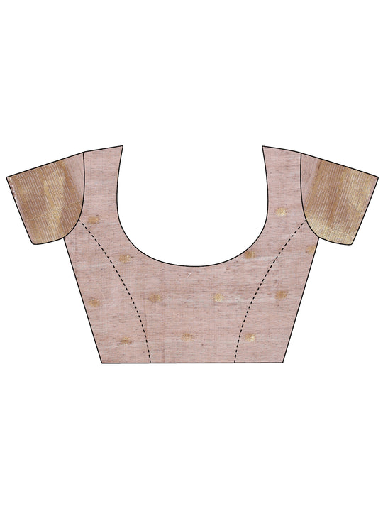 Pink Linen Cotton Saree With Blouse Piece