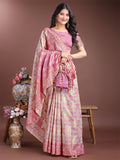 Sea Green Linen Cotton Saree With Blouse Piece
