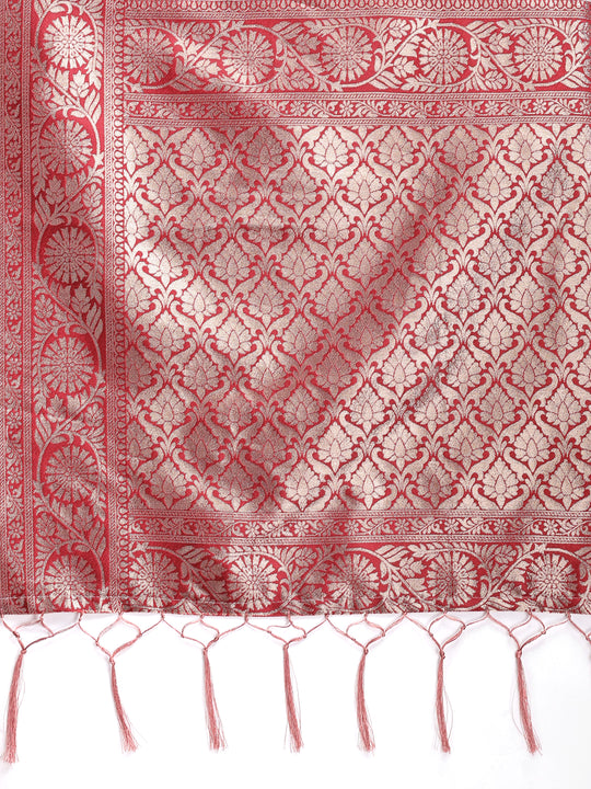 Maroon Linen Cotton Saree With Blouse Piece