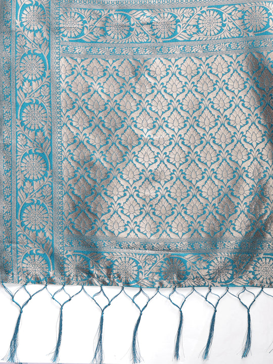 Sea Green Linen Cotton Saree With Blouse Piece