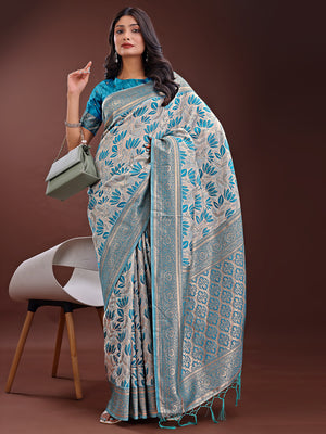 Sea Green Linen Cotton Saree With Blouse Piece