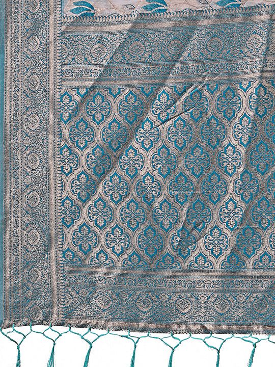 Sea Green Linen Cotton Saree With Blouse Piece