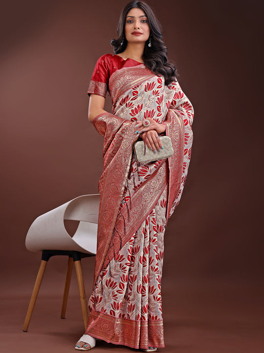 Maroon Linen Cotton Saree With Blouse Piece