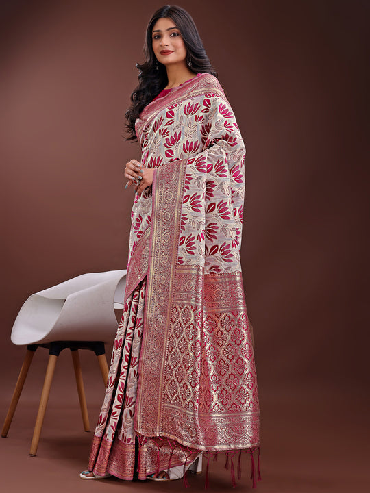 Purple Linen Cotton Saree With Blouse Piece