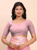 Pink LINEN COTTON Saree With Blouse Piece