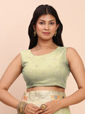 Light Green LINEN COTTON Saree With Blouse Piece