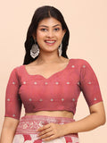 Maroon Linen Cotton Saree With Blouse Piece