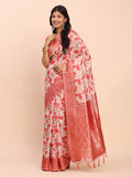 Red Linen Cotton Saree With Blouse Piece