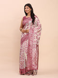 Purple Linen Cotton Saree With Blouse Piece