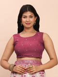 Purple Linen Cotton Saree With Blouse Piece