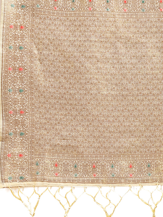 Cream Cotton Saree With Blouse Piece