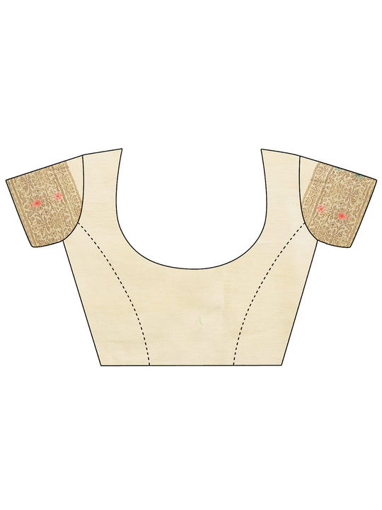 Cream Cotton Saree With Blouse Piece