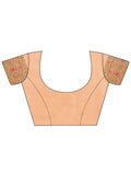 Peach Cotton Saree With Blouse Piece