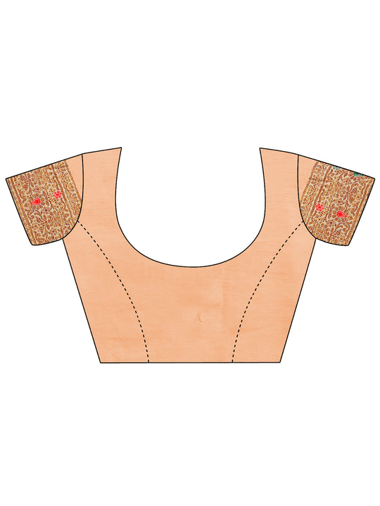 Peach Cotton Saree With Blouse Piece
