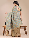 Beige Cotton Saree With Blouse Piece