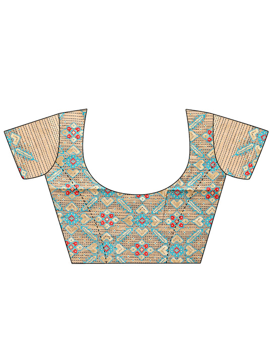 Beige Cotton Saree With Blouse Piece