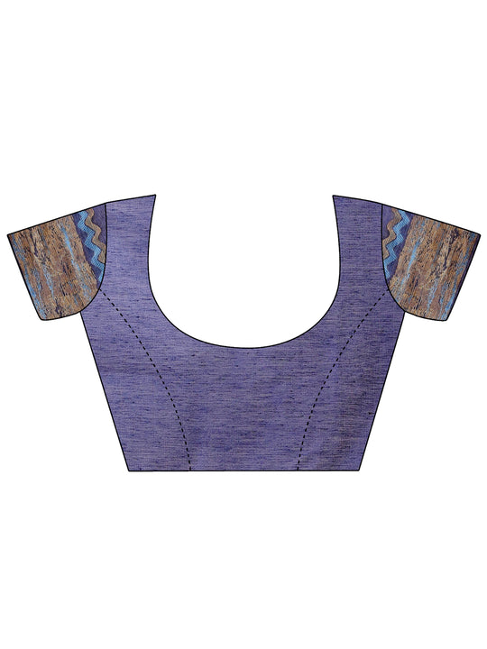 Blue Cotton Saree With Blouse Piece