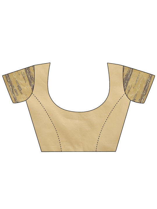 Cream Cotton Saree With Blouse Piece